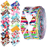 70 Pcs Spring Jelly Fabric Patchwork Roll, 2.55 Inch Easter Fabric Quilting Strips Roll up Jelly Fabric Patchwork Fabric Bundles for Holiday Quilters and Sewing DIY Crafts