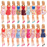 Miunana Lot 23 Pcs Doll Clothes and Accessories Set for 11.5 Inch Dolls 20 Random Party Grown Outfits + 1 Doll Bed +1Dressing Table +1 Chair for 11.5 Inch Dolls