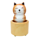 Monique Children Lovely Music Box Cute Cartoon Cat Wooden Musical Box Figurines Wind-up Music Boxes