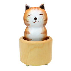 Monique Children Lovely Music Box Cute Cartoon Cat Wooden Musical Box Figurines Wind-up Music Boxes