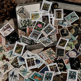 Vintage Postage Stamps Stickers Pack, Decorative Stamp Stickers, Adhesive Stickers for Scrapbooking Bullet Planners DIY Art Crafts Calendars Notebook Travel Journal (184Pcs)