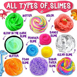 Big Dino Slime Kit DIY [ Make 22 OZ of Slime] Glow in The Dark Fluffy Clear Glitter Butter Crunchy Slime, 12 Dinosaurs Included, Idea for 7, 8, 9, 10, 11 Years Old Kids