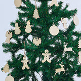MACTING 30pcs Unfinished Wood Christmas Ornaments with Holes - Angel, Deer, Ball, Doll, Snowman,