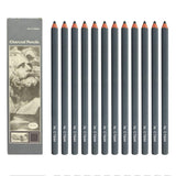Looneng Grey Pastel Pencils, Sketch Pencils for Artist Sketching Drawing Blending (12 Pcs/Set)