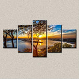 5D DIY Diamond Painting Kits,5Sets of Splicing Full Drill Cube Round Rhinestone Embroidery Cross Stitch Picture for Wall Decorations(Sunrise by The Lake,32"X16"/80cmX40cm)