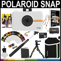 Polaroid Snap Instant Camera (White) + 2x3 Zink Paper (50 Pack) + Neoprene Pouch + Selfie Pole +