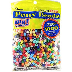 Pony Beads Multi Color 9mm 1000 Pcs in Bag
