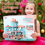 SINOMARS Doll House 7-8, Dollhouse Dreamhouse for Girls with Light, Chimney & Doll Figures, Castle Building Playset with Acceccories & Furniture, Pretend Play Princess House for Kids 4 5 6 9 Years Old