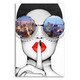 Modern Fashion Women Art Print Contemporary Wall Art Red Lip Canvas Prints Stylish Feminine Framed Wall Art Painting Cityscape Piture Ready to Hang for Home Decoration (Multicolor, 16x24inx1)