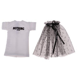 CUTICATE White T-Shirt Black Gauze Skirt Outfit for Blythe Doll Clothes Accessories