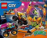 LEGO 60295 City Stuntz Stunt Show Arena Set with 2 Monster Trucks, 2 Toy Cars, Flywheel-Powered Motorbike, Ring of Fire and 7 Minifigures, Gift Idea