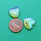 12 Mermaid Charms Green Scale Resin Cabochon 16mm x 16mm Z240 Jewelry Making Supply Pendant