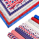 9 PCS American Flag Faux Leather Sheets Printed Glitter for Making Earrings Bows DIY July 4th Independance Day Crafts, 11.8 x 8 Inch