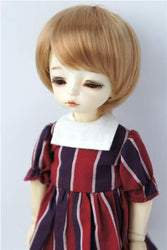 Doll Wigs JD205 1/6 1/4 1/3 Short Boyish Cut Synthetic Mohair BJD Doll Wigs (Golden Blond, 6-7inch)
