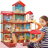ORILEDA Dollhouse, Dollhouse Kit, Dreamhouses, Doll Furniture, PrincessHouses, Building Toys Dollhouse with LCD Lights and Furniture Accessories, with Stairs and Sides, Toddler Doll House Playset
