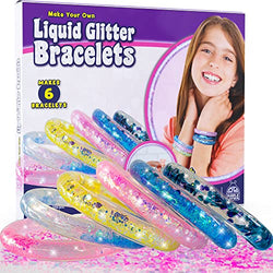 Purple Ladybug Make Your Own Glitter Water Bracelets for Girls Craft Kit - Fun Girls Gifts Age 8-10 or Christmas Gift - Easy Friendship Bracelet Kit for Girls 6-12 & Jewelry Making Kit for Girls 8-12