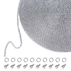 Outus 33 Feet Stainless Steel DIY Link Chain Necklaces with 20 Lobster Clasps and 30 Jump Rings for