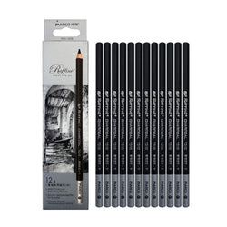 Charcoal Drawing Pencils Set Sketch Pencils Medium 12pcs Charcoal Pencils Non-Toxic Drawing Pencils Tools Set for Fine Art Supplies (Black Medium)