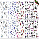 RTKHFZE 8 Sheets Flower Leaf Nail Art Stickers Spring Daisy Nail Decals Abstract French Line Nail Stickers for Nail Art 3D Self-Adhesive Butterfly Design Nail Decorations for Women Girls