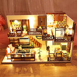 CUTEBEE Dollhouse Miniature with Furniture, DIY Wooden Dollhouse Kit Plus Dust Proof and Music Movement, 1:24 Scale Creative Room Idea(Quiet Time)