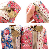 Polytree 4pcs Retro Flower Floral Lace Pencil Pen Case Cosmetic Makeup Bag Zipper Pouch Purse