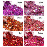NODDWAY Holographic Chunky Glitter 12 Colors Total 180g, Chunky Glitter for Resin, Cosmetic Craft Glitter for Epoxy Resin,Festival Arts,Hair,Tumbler,Slime