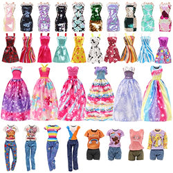 Miunana 12 Set Doll Clothes for 11.5 Inch Doll Include 3 Sequins Dresses 2 Princess Dresses 3 Outfits Tops and Pant/Short 4 Fashion Dresses for 11.5 Inch Girl Dolls