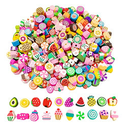 200pcs Fruit Clay Beads-Mixed Candy Polymer Clay Beads Charms for Bracelet Necklace Jewelry Making (Fruit)
