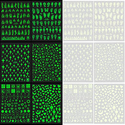 Nail Stickers 3D Luminous Nail Decals Nail Art Adhesive Stickers Glow in The Dark Nail Decorations Design Nail Stickers for Nail Art， Nail Art Stickers for Girls Halloween Holidays (6 Sheets)