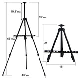 T-SIGN 66 Inches Reinforced Artist Easel Stand, Extra Thick Aluminum Metal Tripod Display Easel 21 to 66 Inches Adjustable Height with Portable Bag for Floor/Table-Top Drawing and Displaying, 2 Pack