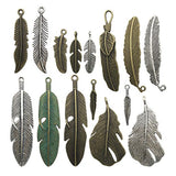 100g Feather Charms Collection - Antique Silver Bronze Patina Big Goose Bird Plume Plumage Pinion