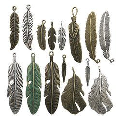 100g Feather Charms Collection - Antique Silver Bronze Patina Big Goose Bird Plume Plumage Pinion