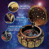 Vintage Music Box with 12 Constellations Rotating Goddess LED lights Twinkling Resin Carved