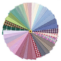RayLineDo 50PCS 2030cm Assorted Pre-Cut Check Series Mixed Squares Bundle Quilt Fabric Patchwork