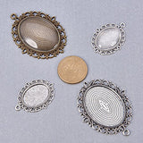 Pandahall Elite 2 Sizes Flat Oval Trays (20 Pcs) with Glass Cabochon Dome Tiles Clear Cameo (20