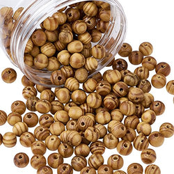 Pandahall 200pcs Natural Round Euro Wood Beads 8mm Diameter Wooden Spacer Beads with Hole