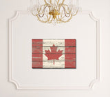 wall26 - Canvas Prints Wall Art - Flag of Canada on Vintage Wood Board Background Stretched Canvas Wrap. Ready to Hang - 24" x 36"