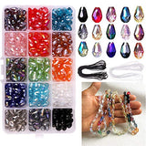 Dushi 8 x 12mm DIY Teardrop Crystal Beads Glass Beads Kits 300 pcs AB Colour Faceted Beads Set