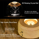 3D Crystal Ball Music Box The Dear Luminous Rotating Musical Box with Projection LED Light and Wood Base Best Gift for Birthday Christmas (A2 Deer)