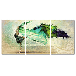 DZL Art A70346 Canvas Wall Art Abstract Watercolour Dancers Painting Prints on Canvas Framed Ready to Hang-3 Panels Fine Art for Home Decor
