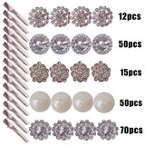 Arlai DIY 6 styles combination Small Clear Rhinestone Buttons Alligator clip Crystal Glass Button