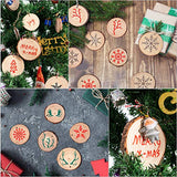 Natural Wood Slices 25 Pcs 3.5-4 Inches Unfinished Wood Craft Kit, Predrilled Wooden Circles with Hole Crafts Christmas Ornaments DIY Crafts with Bark for Crafts