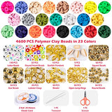 Labeol 5041 PCS 6mm 23 Colors Flat Round Polymer Clay Beads for Jewelry Making Bracelets Necklaces Earrings DIY Craft Kit with Pendant,Jump Rings and 2 Roll Elastic Strings Creat 30-40 Pack Bracelets