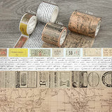 4 Rolls Vintage Washi Tape Set and 60 Pieces Vintage Scrapbooking Decoupage Stickers, Antique Retro Tapes and Decorative Journal Stickers for DIY Scrapbook Journal Planner Crafts Wrapping Decors