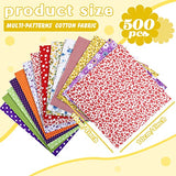 500 Pcs 4 x 4 Inches Cotton Fabric Square Pre Cut Quilt Squares Fabric Bundles Patchwork Fabrics Floral Printed Square Patchwork Fabric Quilting Fabric for DIY Craft Sewing Clothing Accessory