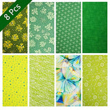 Cottfab 8pcs 100% Cotton Fabric Green Pattern Fat Quarters Fabric Bundle 22 x 18 Inche（55 x 45cm) Strong and Tightly Woven,Quilting Fabric for Sewing and Patchwork and Face Masks