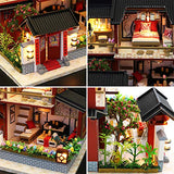 Roroom Dollhouse Miniature with Furniture,DIY 3D Wooden Doll House Kit Chinese Courtyard Style Plus with Dust Cover and Music Movement,1:24 Scale Creative Room Idea Best Gift for Children Friend Lover