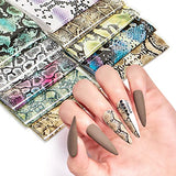 10 PCS Snake Nail Foil Transfer Stickers Snake Print Nail Art Supplies Foil Transfers Decals Snake Print Nail Foil Adhesive Sticker for Women Girls Nail Art Decoration DIY Manicure Design