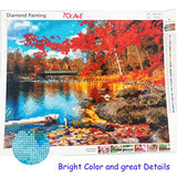 TOCARE 5D Diamond Painting Kits for Adults 16x20inch Round Full Drill Nature Painting with Dotz for Adults Fall Maple Lakeside Park