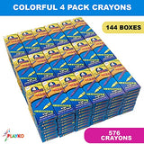 Playko 576 Crayons Bulk – Colorful 4 Pack Crayons - 144 Boxes of Crayons For Kids Ages 2-4 - Crayons for Toddlers - Small Boxes Of Crayons Bulk - Art Supplies for Teachers, Party Favors